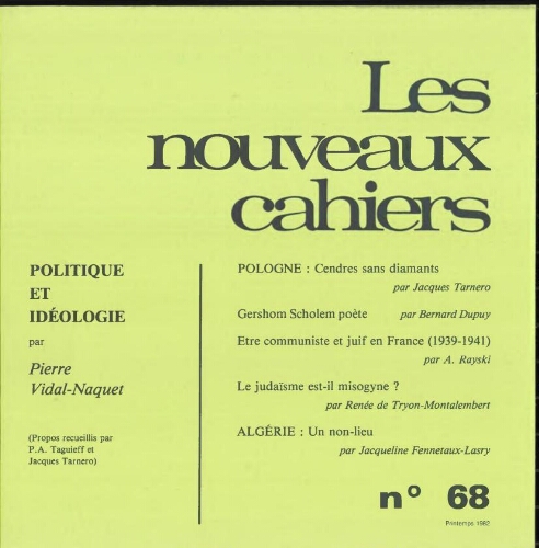 Les Nouveaux Cahiers N°068 (Printemps  1982)